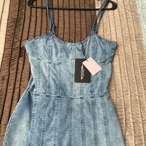One piece denim jumpsuit